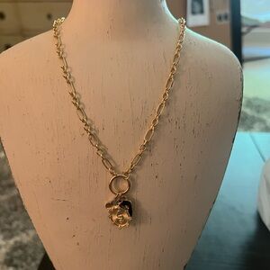 Dainty charm necklace with heart, snake and clover